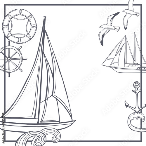 Yachts. Vector  background