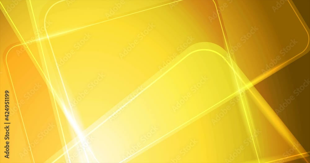 Abstract bright yellow shiny geometric tech motion background with glowing lines. Seamless looping. Video animation 4K 4096x2160