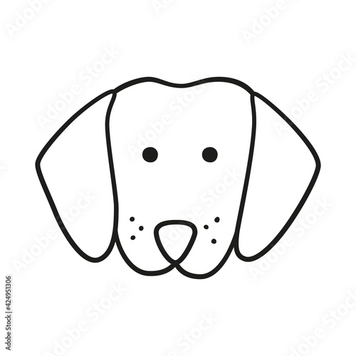 Cute dachshund face. Dog head icon. Hand drawn isolated vector illustration in doodle style on white background