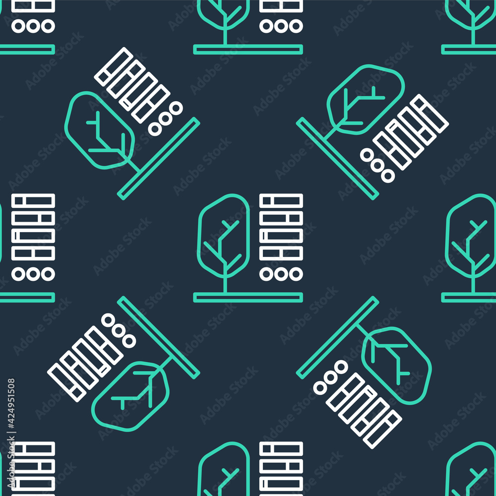 Fototapeta premium Line Plant status icon isolated seamless pattern on black background. Vector
