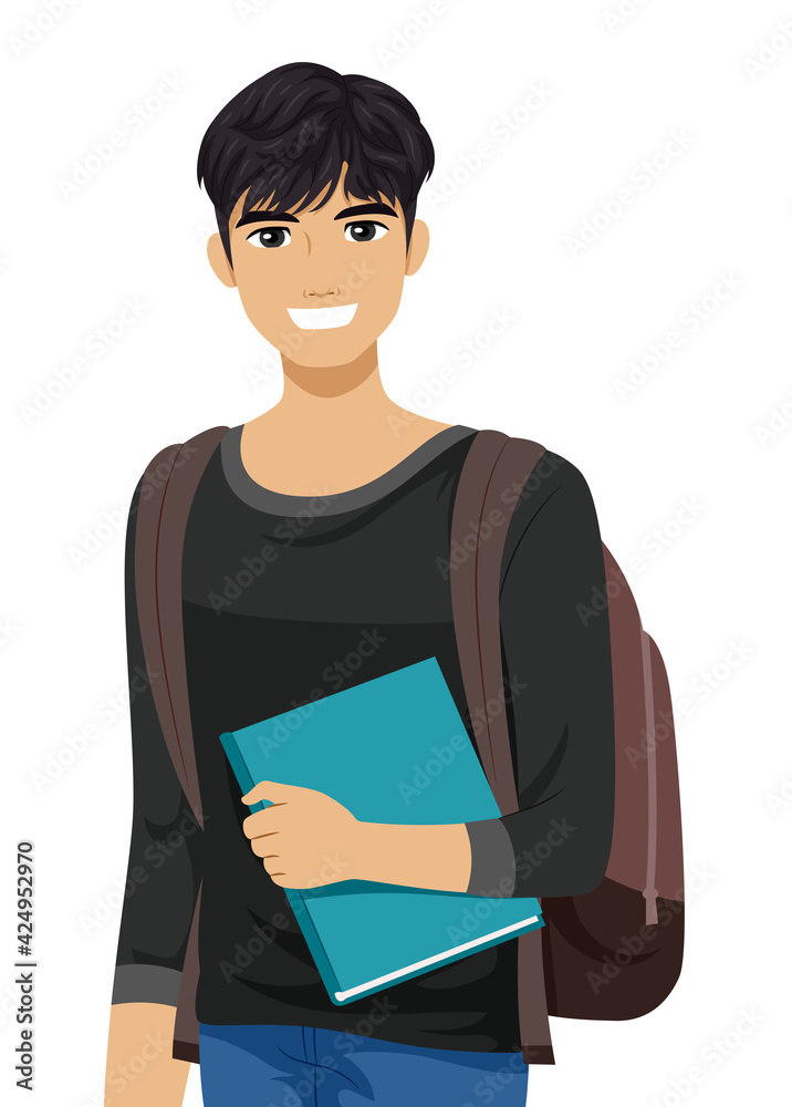 South East Asian Guy Student Book Illustration South East Asian Guy Student Book Illustration
