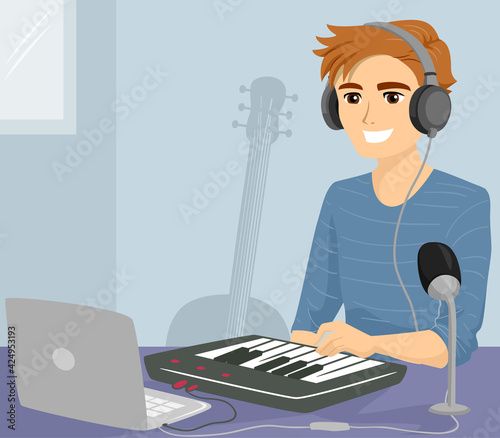 Teen Guy Self Produced Music Illustration