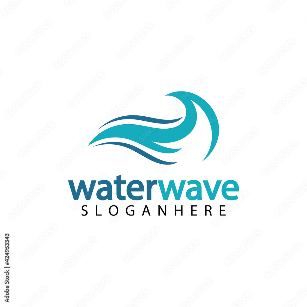 water wave logo design template