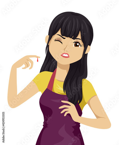 Teen Girl Cut Finger Cookin...