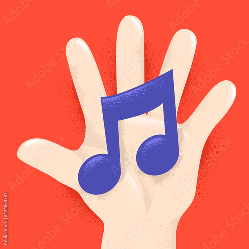 Hand Kid Music Note Illustr...