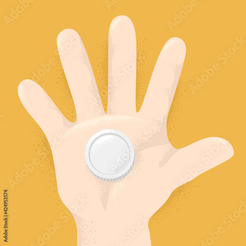 Hand Kid Silver Coin Illust...