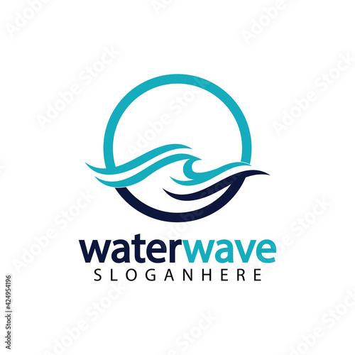 water wave logo design template