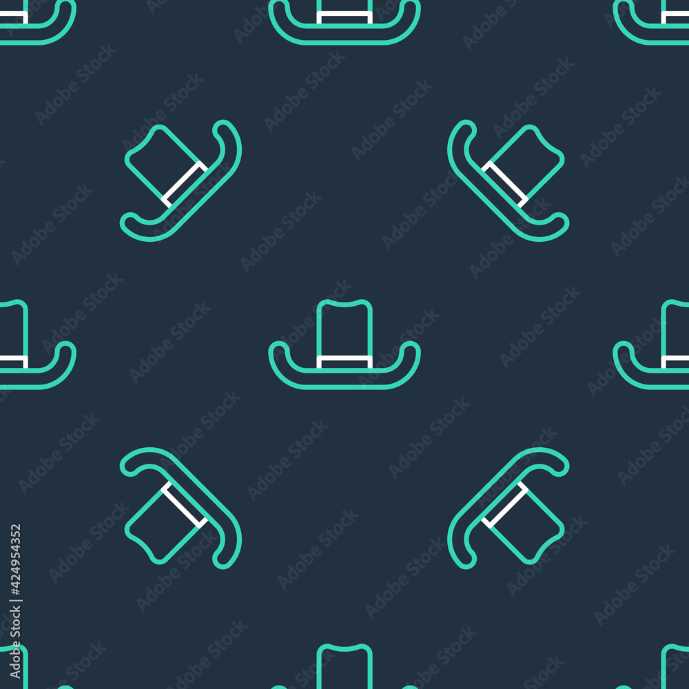 Line Man hat with ribbon icon isolated seamless pattern on black background. Vector Line Man hat with ribbon icon isolated seamless pattern on black background. Vector
