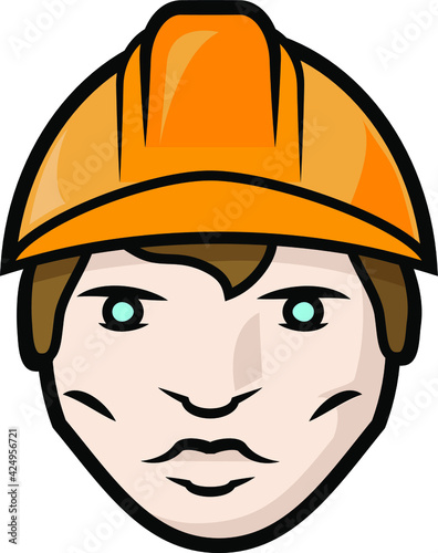 working man in a construction yellow helmet. face. head.