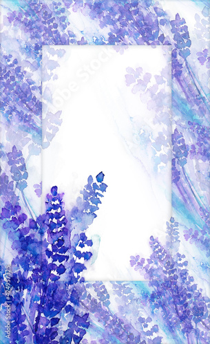 background of purple lavender flowers in watercolor style