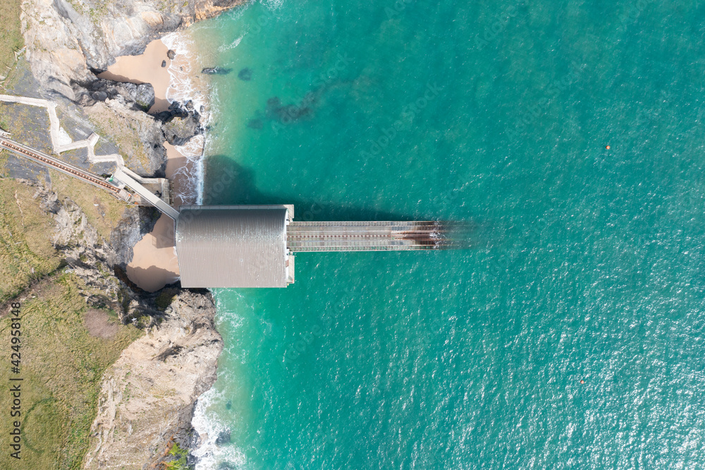 Aerial photograph of Padstow Lifeboat Station, near Padstow, Cornwall, England.