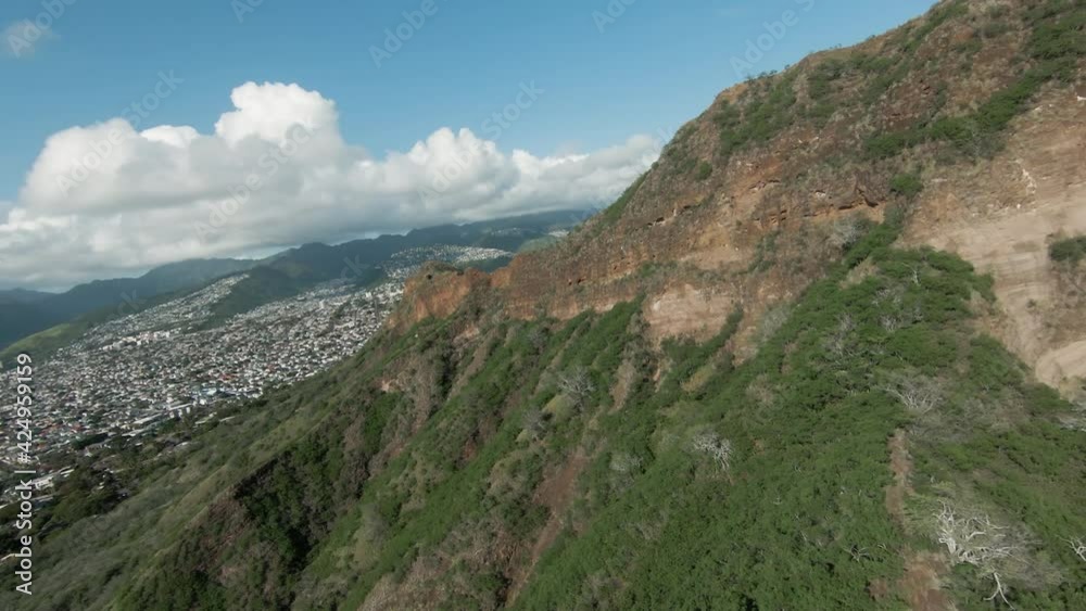 Flying FPV above the edge of Diamond Head Mountain in Hawaii. 60 fps Flying FPV above the edge of Diamond Head Mountain in Hawaii. 60 fps