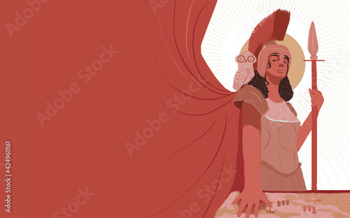 Cuadro en lienzo Athena the greek goddess of strategy war and wisdom, or known to the Romans as Minerva