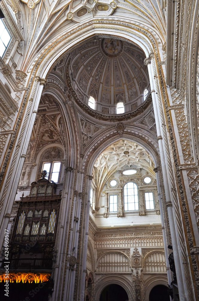 Cordoba, Spain-June 2019: Grand Mesquita Interiors and Architecture in Cordoba