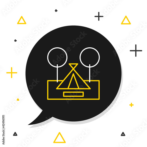 Line Tourist tent icon isolated on white background. Camping symbol. Colorful outline concept. Vector