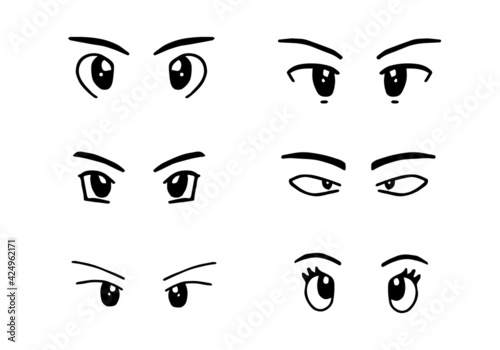 set of emotional eyes illustration vector. cartoon hand drawing art style concept 