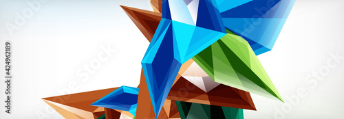 Vector 3d triangles and pyramids abstract background for business or technology presentations, internet posters or web brochure covers