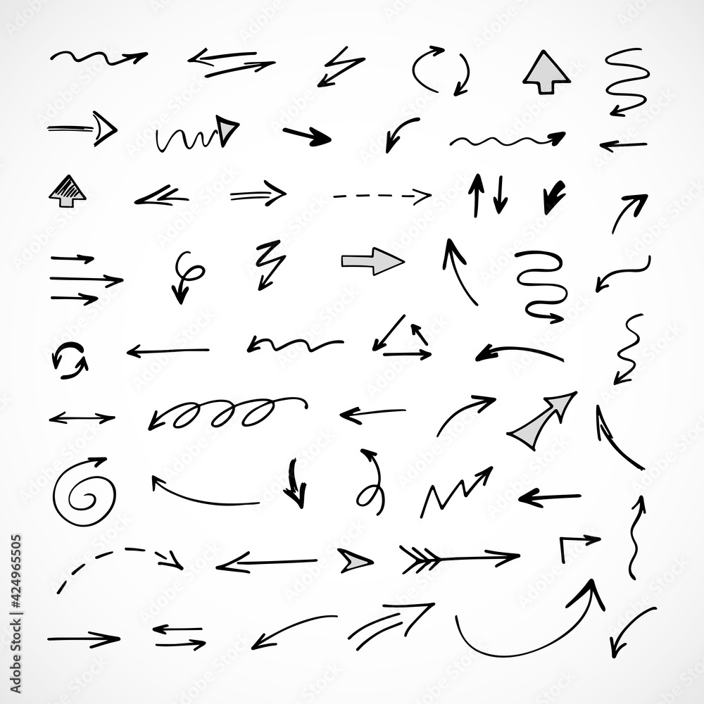 Vector set of hand-drawn arrows, elements for presentation Vector set of hand-drawn arrows, elements for presentation