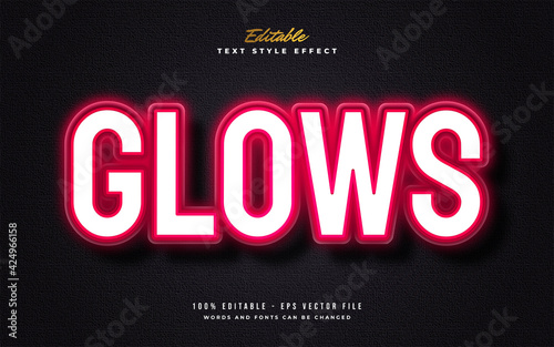 Modern Text Style with Red Neon Effect. Editable Text Style Effect
