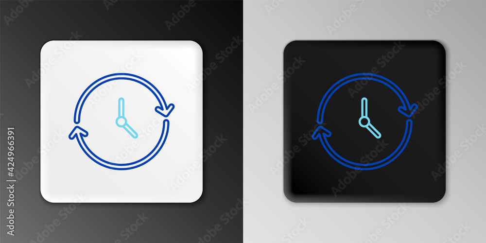 Line Clock icon isolated on grey background. Time symbol. Colorful outline concept. Vector