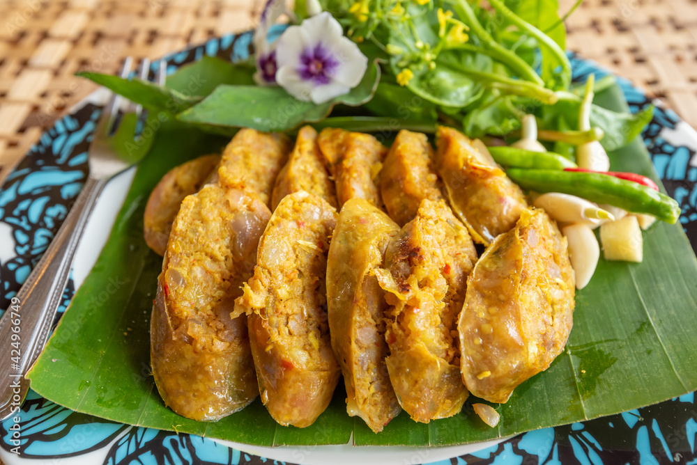 Northern Thai Spicy Sausage or Sai-Aua,Thai Traditinal Northern Foods Northern Thai Spicy Sausage or Sai-Aua,Thai Traditinal Northern Foods
