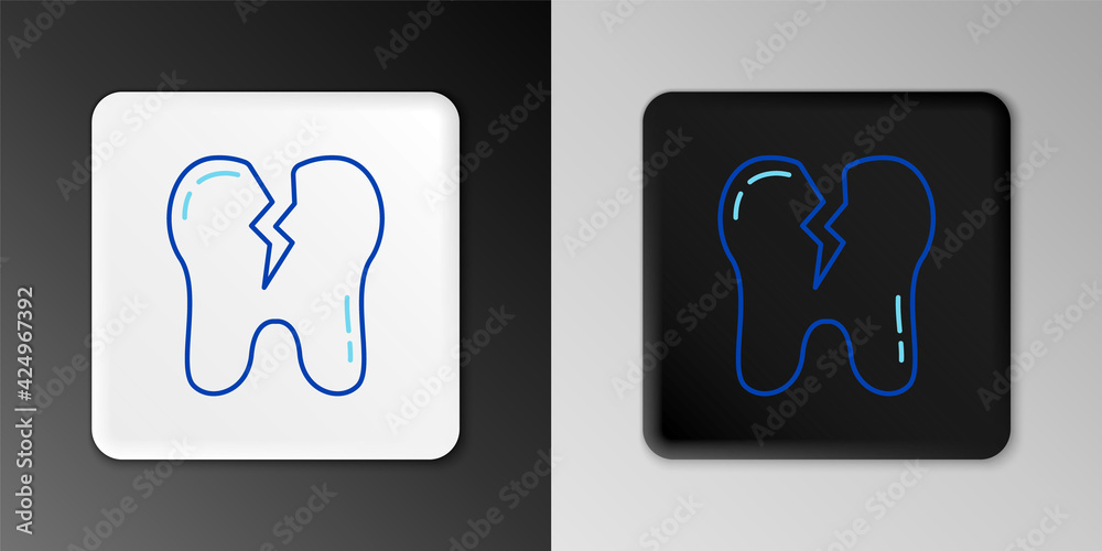 Line Broken tooth icon isolated on grey background. Dental problem icon. Dental care symbol. Colorful outline concept. Vector