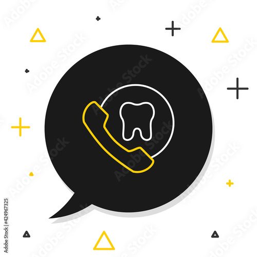 Line Online dental care icon isolated on white background. Dental service information call center. Colorful outline concept. Vector