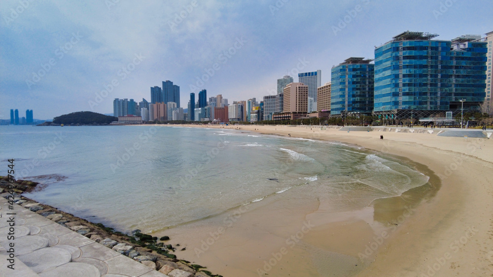 Naklejka premium Scenery of haeundae beach, Busan, South Korea, Asia