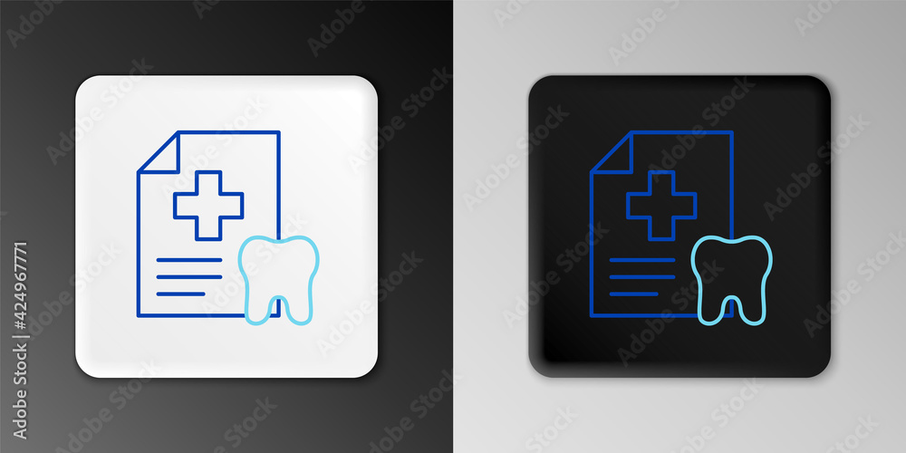 Line Clipboard with dental card or patient medical records icon isolated on grey background. Dental insurance. Dental clinic report. Colorful outline concept. Vector Line Clipboard with dental card or patient medical records icon isolated on grey background. Dental insurance. Dental clinic report. Colorful outline concept. Vector