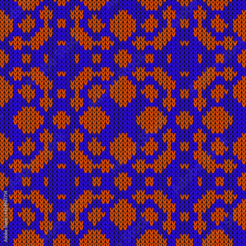 Knitting vector seamless pattern  Colors: Tahiti Gold, Daisy Bush