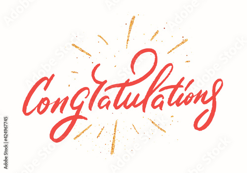Congratulations. Vector handwritten lettering card.