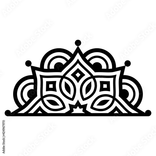 Indian half mandala vector pattenr, geometric black design perfect for greeting card or wedding invitation
