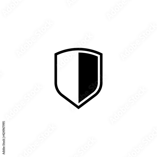 Security vector icon. Protection icon. Shield vector icon. Safety system. Protection activated. Active safety. Logo template. Virus protection. Guard badge. Metal shield. Guard symbol.