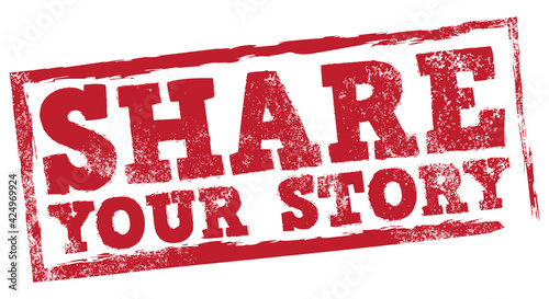 Share Your Story. Vector Red Stamp.