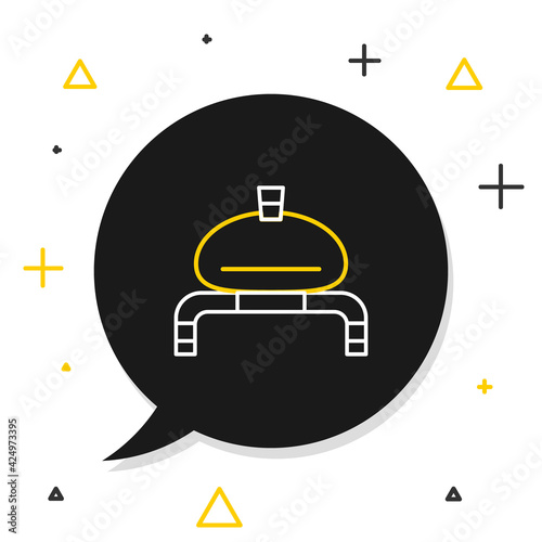 Line Bread and salt on towel icon isolated on white background. National food loaf. Traditional ukrainian wedding bread. Colorful outline concept. Vector
