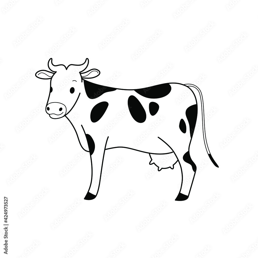 Cartoon cow - cute character for children. Vector illustration in cartoon style. Cartoon cow - cute character for children. Vector illustration in cartoon style.