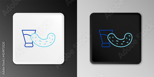 Line Glass with vodka and cucumber icon isolated on grey background. Colorful outline concept. Vector