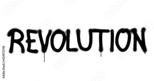 Revolution spray painted inscription isolated