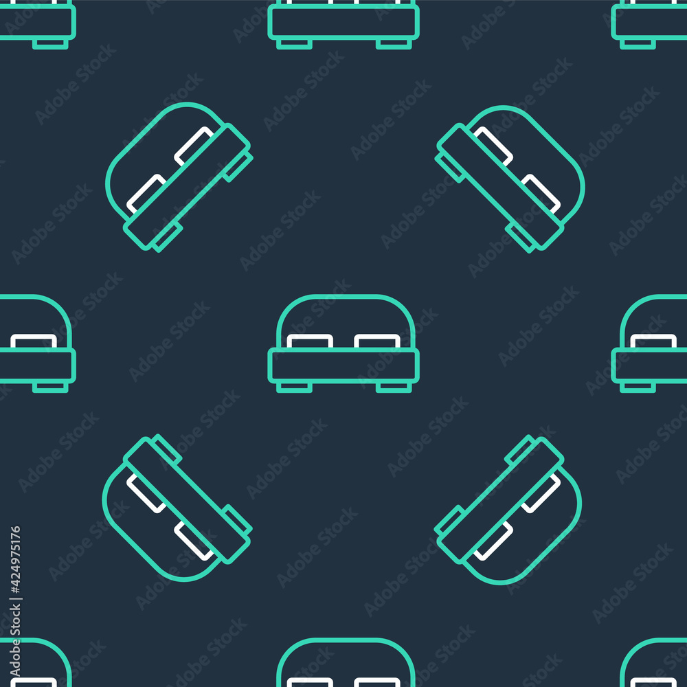 Line Big bed for two or one person icon isolated seamless pattern on black background. Vector Line Big bed for two or one person icon isolated seamless pattern on black background. Vector