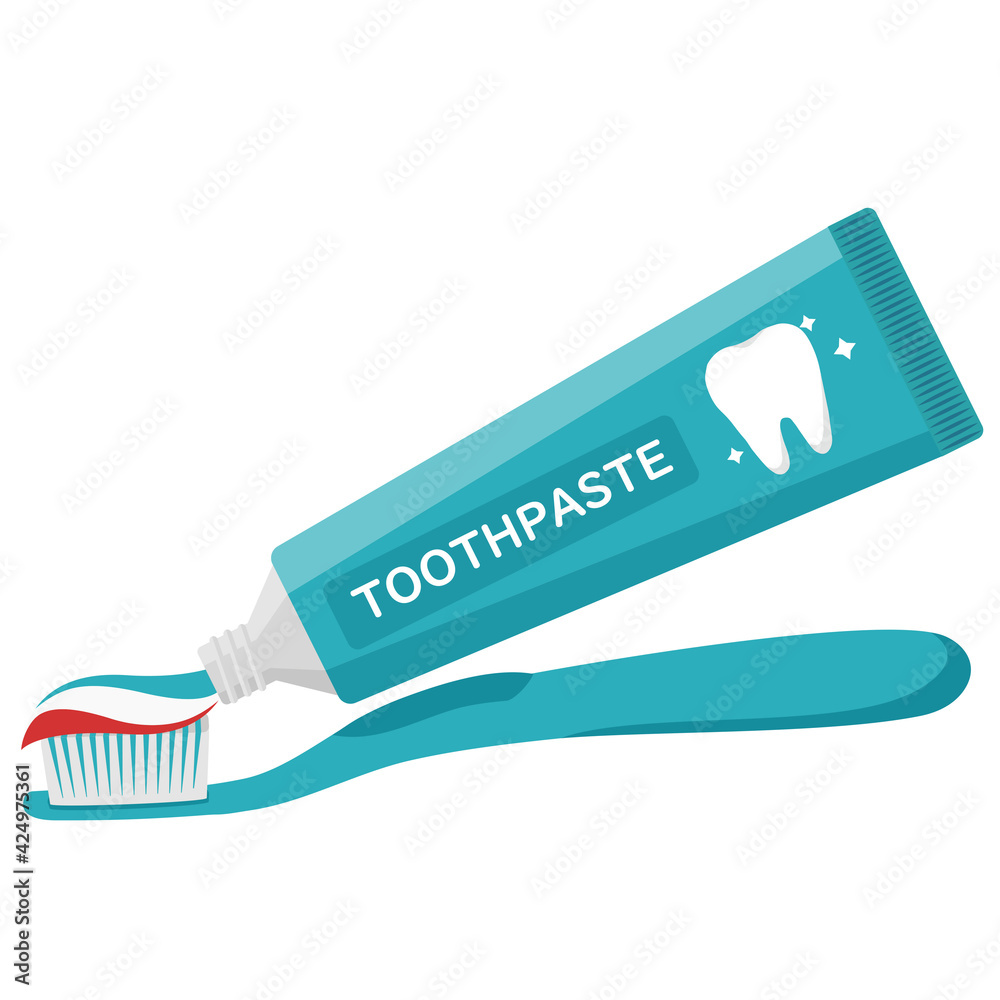 Photo Art Print Vector isolated object illustration oral dental care toothbrush and toothpaste BabyQ