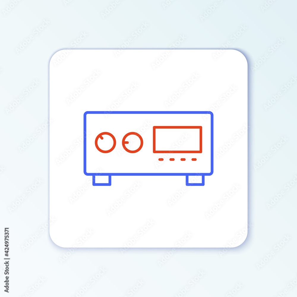 Line Guitar amplifier icon isolated on white background. Musical instrument. Colorful outline concept. Vector Line Guitar amplifier icon isolated on white background. Musical instrument. Colorful outline concept. Vector