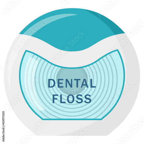 Vector isolated object illustration oral dental care dental floss