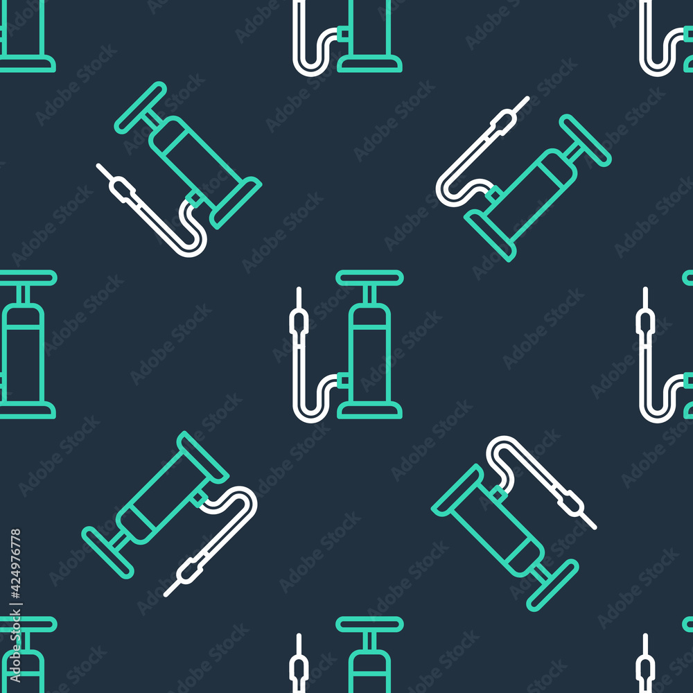 Line Bicycle air pump icon isolated seamless pattern on black background. Vector Line Bicycle air pump icon isolated seamless pattern on black background. Vector
