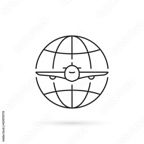 simple thin line international flight icon