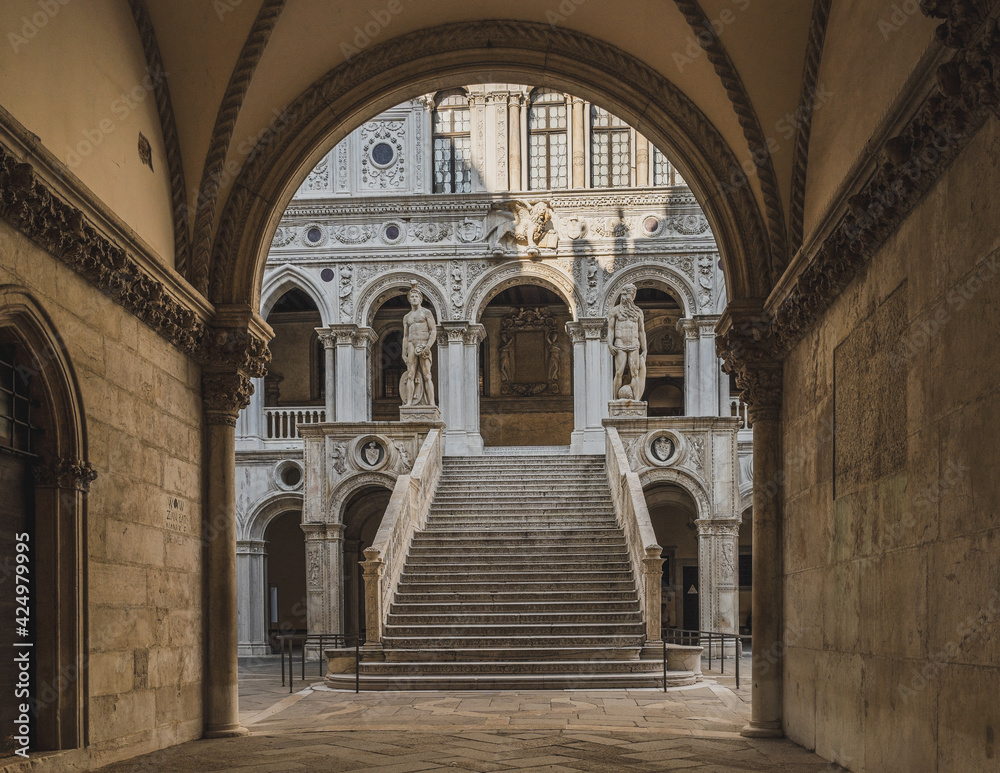 Giant's Stairway of the Doge's Palace, Venice, Italy.