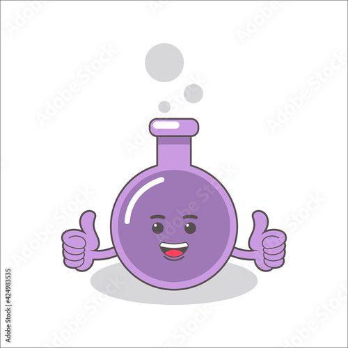 purple chemical bottle with faces vector image