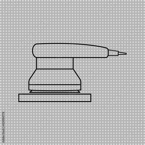 Electric sander icon. For floor and wooden planks sanding ​sandpaper. Line and outline isolated vector clipart. Drawing on transparent background.