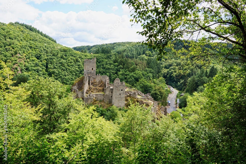 Castle of Manderscheid in Eifel Mountains in Germany