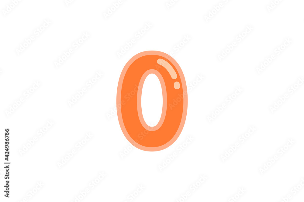 0 zero null number orange vector jelly glossy bright typography for web holiday event