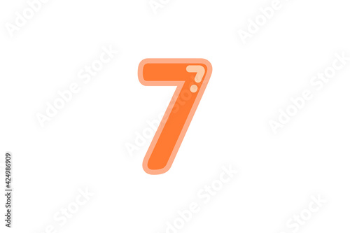 7 seven number orange vector jelly glossy bright typography for web holiday event